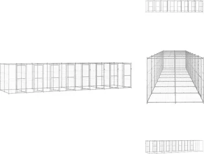 Image de vidaXL Chenil extérieur Acier galvanisé 19,36 m² - Chenils et parcs pour chiens