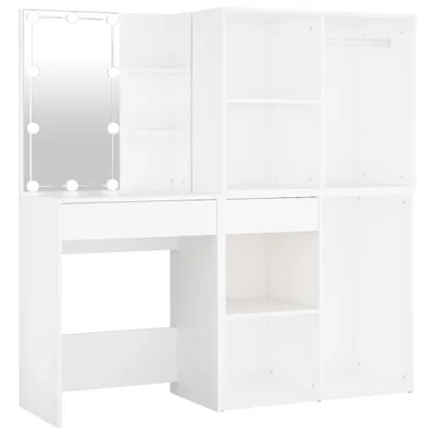 Immagine prodotto di Comodino a LED con 2 armadietti in legno bianco