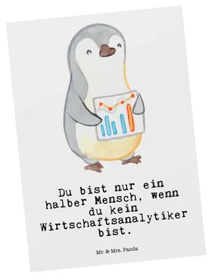 Produktbild von Mr. & Mrs. Panda Grußkarte Wirtschaftsanalytiker Herz - Weiß - Geschenk, Postkarte, Postkarten, Fotokarte, Ansichtskarte, Kunstkarten