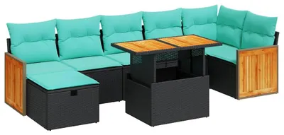 Produktbild von vidaXL 8-tlg. Garten-Sofagarnitur mit Kissen Grau Poly Rattan Akazie