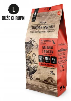 Produktbild von Wiejska Zagroda Trockenfutter für Hunde, Rind mit Pute, große Rassen, L 20 kg