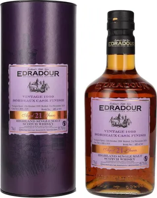 Produktbild von Edradour 21 Years Old Highland Single Malt BORDEAUX CASK FINISH Vintage 1999 55,7% Vol. 0,7l in Geschenkbox