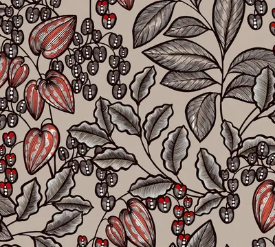 Produktbild von Architects Paper Blumentapete Floral Impression florale Tapete Vliestapete braun grau rot schwarz beige 10,05 m x 0,53 m