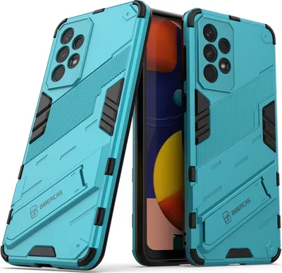 Produktbild von Armor Hülle für Samsung Galaxy A33 5G, Hybrid PC TPU Bumper Stoßfestes Schutzhülle mit Standfunktion Blau