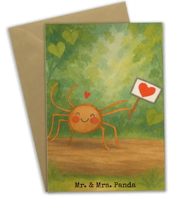 Produktbild von Mr. & Mrs. Panda Klappkarte Spinne Agathe Motivation Design - Weiß - Geschenk, osterkarte, einladungskarten, weihnachtskarten, Beileidskarte, valentinstagskarte, Liebe