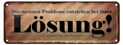 Produktbild von Blechschild Spruch 27x10cm Probleme entstehen bei Lösung Dekoration