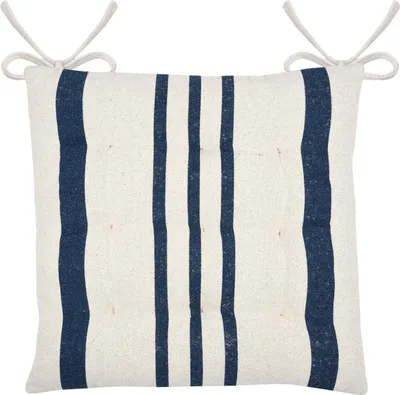 Immagine prodotto di STOF | Cuscino per sedia - Imbottitura per seduta - 38x38 cm - beige - blu - 100% cotone - Cuscino decorativo - Motivo a righe