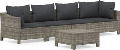 Obrázek produktu pro vidaXL 5dílná zahradní souprava s polštáři Grey Poly Rattan