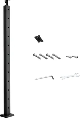 Produktbild von Kabelgeländerpfosten, 1067x50,8x50,8 mm, Kabel-Treppengeländerpfosten, vorgebohrte horizontale Löcher, Edelstahl SUS304, für Handlauf, Balustrade, schwarz, 1JZLGZXHS106AWJO6001V0