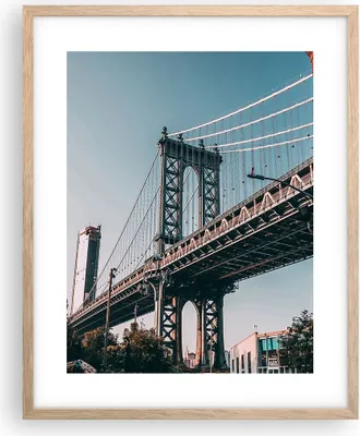 Produktbild von Gerahmtes Poster - Rahmen in heller Eiche - Manhattan Brücke Brücke - 40x50 cm - Wand Bild - Wanddeko - Wandbilder - Kunstposter - Wandposter - Bilderrahmen - Bilder - Kunstdruck - P2NPA40x50-4675