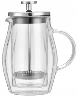 Zdjęcie produktu dla Szklany ZAPARZACZ TŁOKOWY Do HERBATY Ziół KAWY French Press 350ml 7682