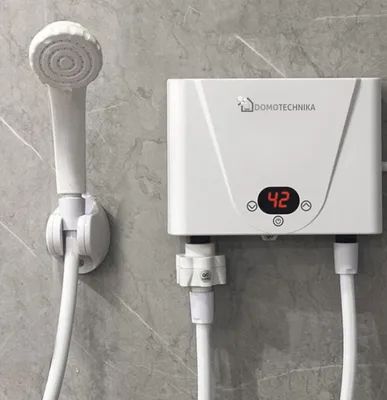 Image de Domotechnika | Mini chauffe-eau électrique - 5,5 kW - 21 x 15 x 5 cm - Chauffage instantané de l'eau - Installation à 360°