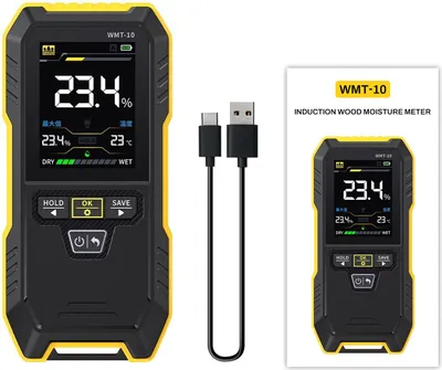 Obrázek produktu pro WMT-10 Indukční měřič vlhkosti dřeva - nedestruktivní měřič vlhkosti dřeva, zdiva a betonu s funkcí alarmu