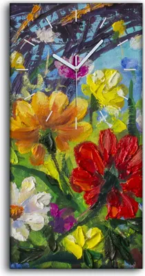 Produktbild von Wandbild Leinwand Bilder Wanduhr Geräuschlos 30x60 Malerei Blumen Bunte Kunst - weiße Hände