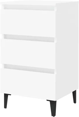 Image de Table de chevet avec tiroirs - Petite table d'appoint - Rangement pour chambre - Style industriel - 40 x 35 x 69 cm - Blanc