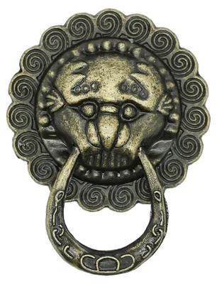 Produktbild von 10 Ringgriff Möbelgriff Schubladengriff Löwe, 28mm, antikmessing