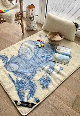 Produktbild von Wolldecke Merino Elefant Blau -