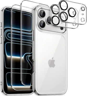 Produktbild von CLM-Tech 4er Set Schutzfolie kompatibel mit iPhone 17 Pro Max - 2X Panzerfolie + 2X Kameraschutz Kameraglas Panzerglas Displayschutz 9H Glas Displayfolie Schutzglas Folie 6,9 Zoll kristallklar