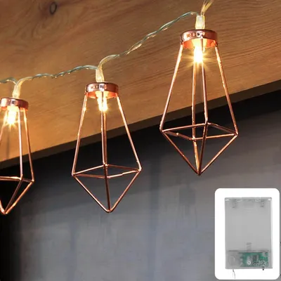 LED-Lichtschnur 4 m, 10 warmweiße Lampen, roségold, Metall, batteriebetrieben
