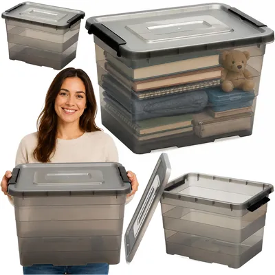 Immagine prodotto di Contenitore in plastica, scatola da 20 L per la conservazione, grigio