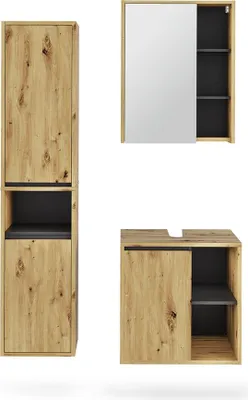 Zdjęcie produktu dla Zestaw mebli łazienkowych Vicco Viola Artisan/szary 3 części, Model 55219