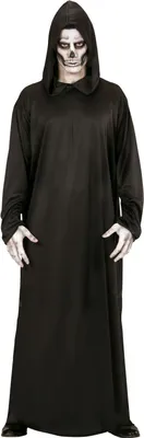 A person wearing a grim reaper costume.