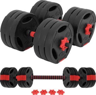 Produktbild von ECD Germany Hanteln Set - 30 kg - 2er Hantelset Kurzhanteln Langhantel verstellbar mit Verlängerungsstange und Sternverschluss Dumbbell mit Hantelstangen Gewichte Hantelscheiben Fitness Krafttraining