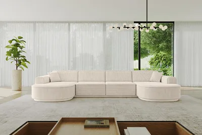 Produktbild von ALTDECOR Ecksofa in U-Form - MARI-U2 - 380x165x81 cm Beige - Corner Sofa Bett Eckcouch Couch L-Form Wohnlandschaft Cauchsofa