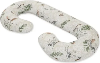 Obrázek produktu pro Těhotenský podpůrný polštář, polštář na spaní, optimální pohodlí na boku - bavlna - 115 x 60 cm - hnědí ptáci