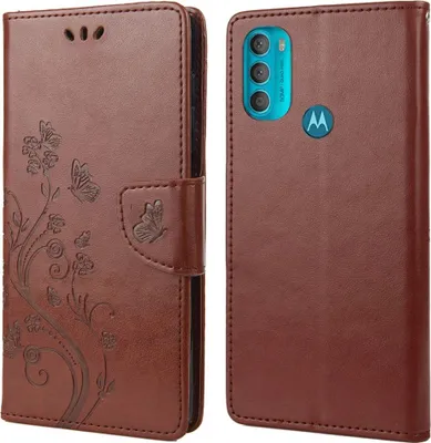 Produktbild von Motorola Moto G71 Hülle - Coverup Blumen & Schmetterlinge Klapphülle - Braun