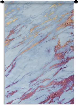 Produktbild von MuchoWow® Wandteppich Wandbehang Marmor - Blau - Lila - Gold 60x90 cm Tapisserie Dekoration Wandtuch - Foto-Teppich - Abwaschbar