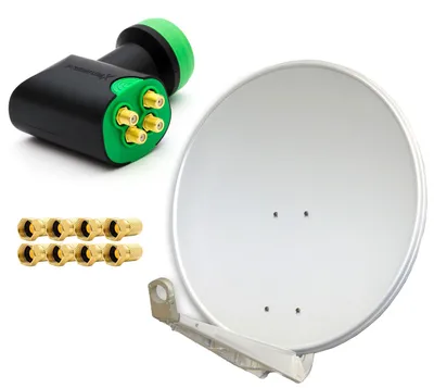 Produktbild von PremiumX DELUXE80 Satellitenantenne 80 cm Alu Hellgrau GDQS Quad LNB 8x F-Stecker
