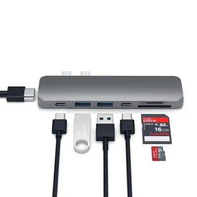 Produktbild von Satechi ST-CMBPM, USB 3.2 Gen 1 (3.1 Gen 1) Type-C, Grau, MicroSD (TransFlash), SD, HDMI, USB 3.2 Gen 1 (3.1 Gen 1) Type-A, USB 3.2 Gen 1 (3.1 Gen 1) Type-C, Aluminium, 114,3 mm