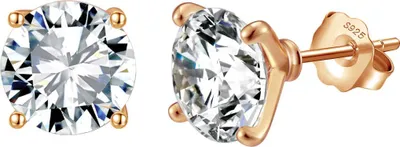 Produktbild von Suzan Gold® Auroria Ohrstecker Damen vergoldet aus 925 Sterling Silber mit Solitär-Kristall | Klassische, funkelnde Ohrstecker | Hautfreundlich &  | Geschenk für Frauen