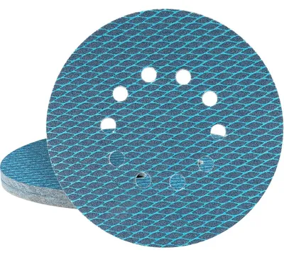 Image de Papier abrasif 225 mm avec système de fixation Velcro, grain P60, 10 trous, lot de 20, pour ponceuses à plaques de plâtre