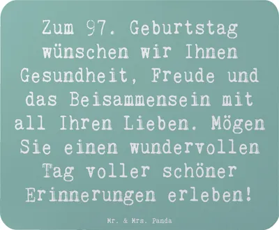 Produktbild von Mr. & Mrs. Panda Mauspad Spruch 97. Geburtstag - Meeresbrise - Geschenk, Alter, Freude, pc mousepad, wundervoller Tag, Happy Birthday, laptop, Mouse Pad, Wohlbefinden