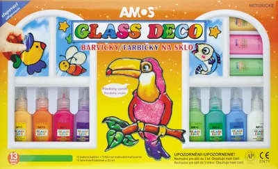 Produktbild von Buntglasfarben 22 ml x 13 Farben Amos GD22P13