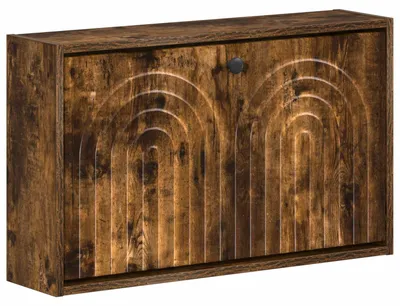 Immagine prodotto di vidaXL Armadietto a muro per scarpe, modello ALKMAAR, 71 x 17 x 43 cm, finitura rovere fumé