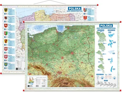 Produktbild von Polen. Physische und administrative Karte. Doppelseitige Wandkarte. Ausgabe 2025.
