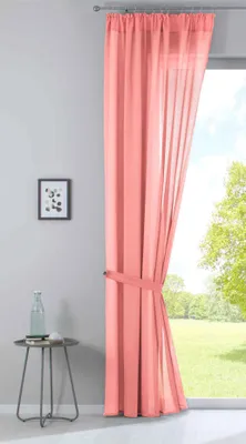 Produktbild von Gardine »Nizza« Baumwoll-Voile Halbvoile HxB 254x135 cm Coral Transparent Store mit Gardinenband und Tuneldurchzug, 2019031