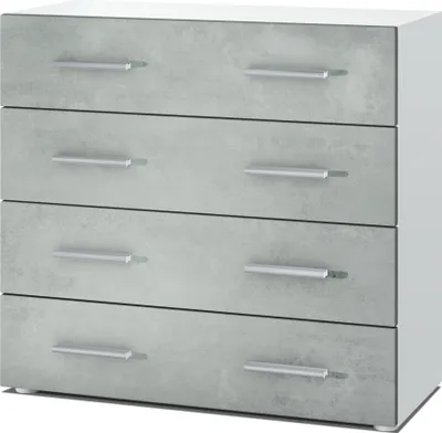 Produktbild von Vladon Sideboard Pavos, Kommode mit 4 Schubladen, Weiß matt/Beton Oxid Optik (76 x 72 x 35 cm)