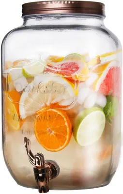 Produktbild von ORION Glasfass Getränkespender mit Zapfhahn für Limonade Getränke 8,8l