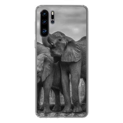 Produktbild von MuchoWow® Handyhülle Schutzhülle Hülle für Huawei P30 Pro Elefant - Tiere - Wasser - Schwarz und weiß Silikon Softcase Handy Hülle - Schutzdeckel
