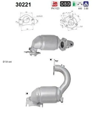 Produktbild von AS Katalysator Kat für RENAULT Clio III Schrägheck (BR0/1, CR0/1) Euro 4/Euro 5 30221