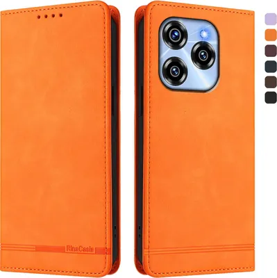 Immagine prodotto di Custodia per Oukitel C50, custodia retro in Finto cuoio flip con supporto e slot per schede Arancione
