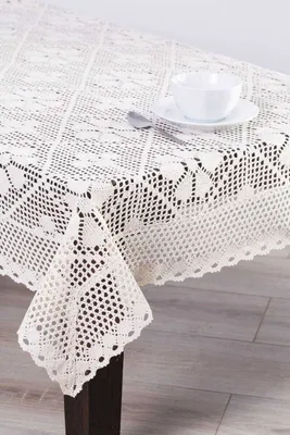 Zdjęcie produktu dla Obrus, obrus bawełniany, szydełkowany, okrągły 160 cm Ekru