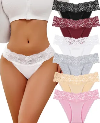 Produktbild von Set von 6 Damenunterhosen aus Baumwolle und Spitze