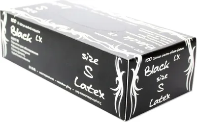 Produktbild von Maimed Black LX Latex Handschuhe schwarz puderfrei 100 Stück Gr. S