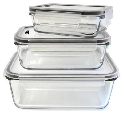 Imagen del producto de Juego de 3 recipientes de vidrio - COOK CONCEPT - Herméticos - Muy resistentes - Transparentes