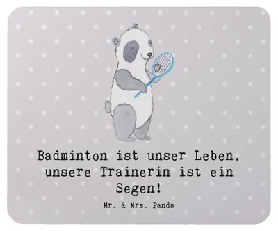 Produktbild von Mr. & Mrs. Panda Mousepad Badminton Trainerin - Grau Pastell - Geschenk, Sportleidenschaft, Leidenschaft, Leben, Mouse Pad, mauspad laptop, Sport, mousematte, Danksagung
